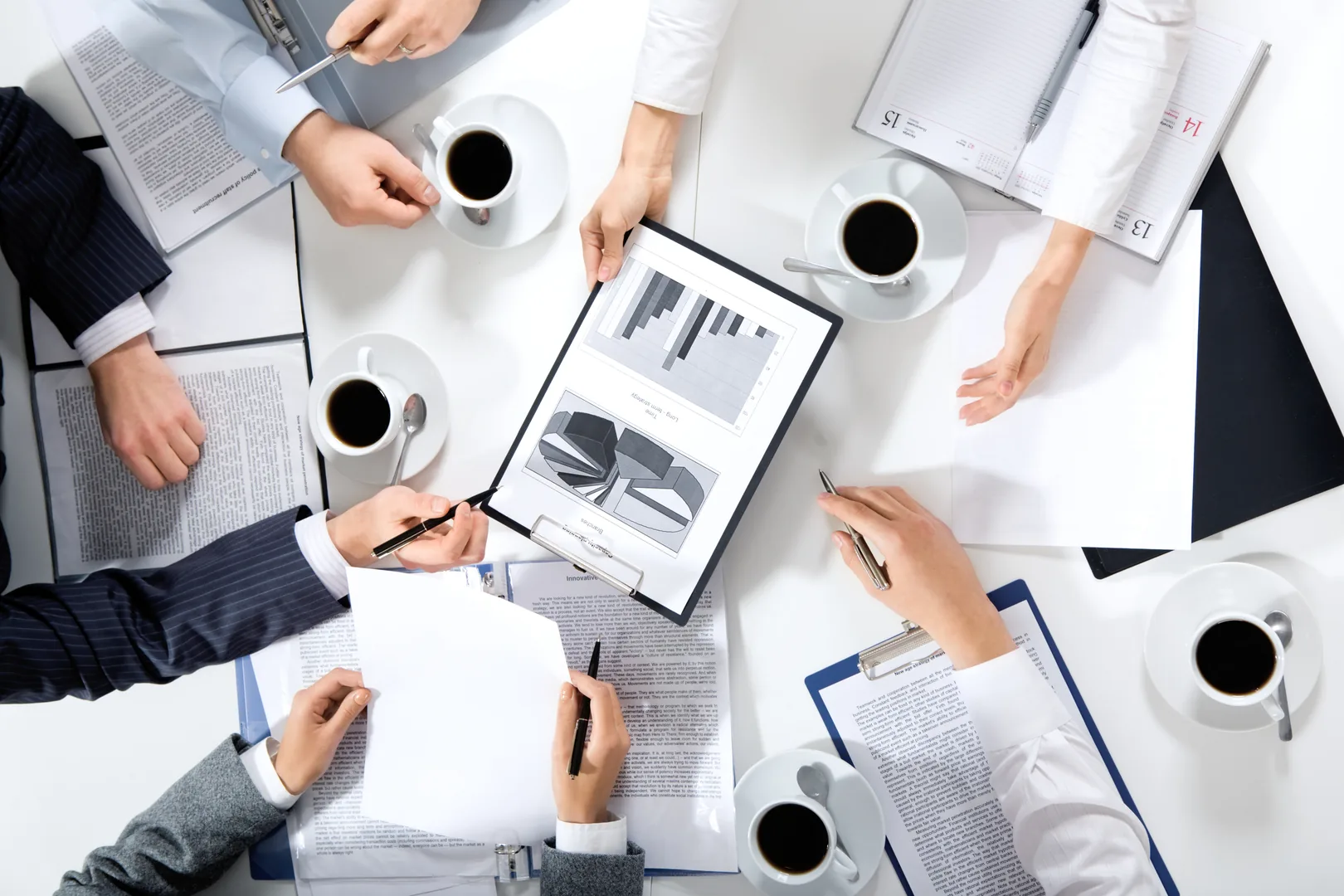 Professional financial document review session